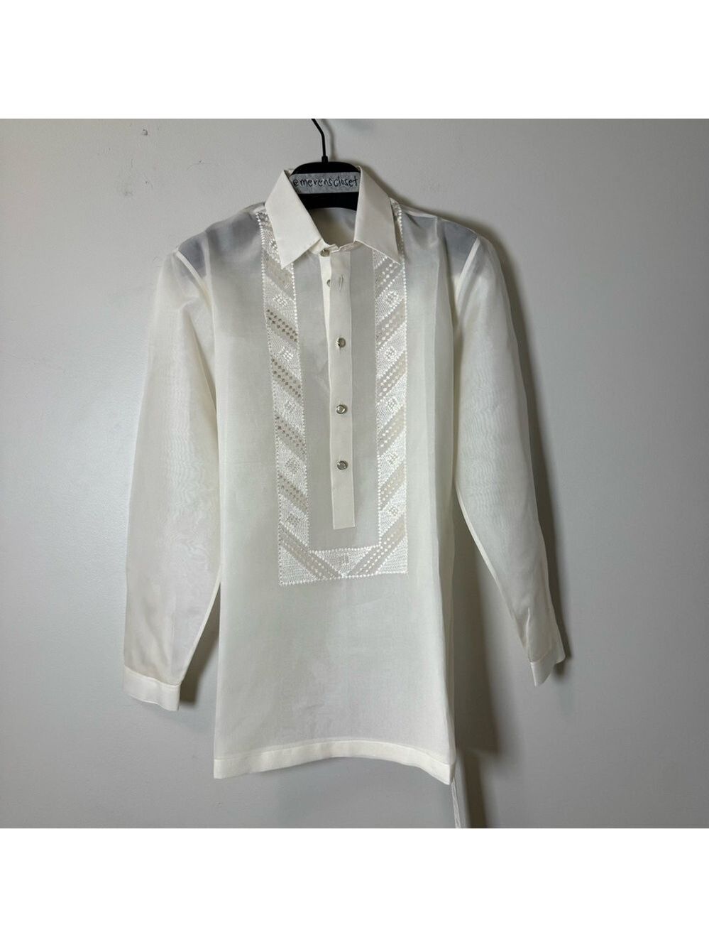 Barong Tagalog Kultura Classic Ivory Button Down Kids' Shirt size 18